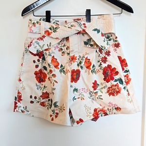 Maje white shorts with flowers prints, like new